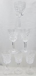 Set Of 6! Vintage WATERFORD Brand, Footed CORDIAL Glasses, Hand Cut ALANA Pattern, Appx 3.5' Tall