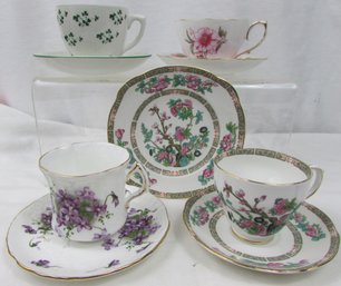 Lot Of 4! Vintage Collectible CUP & SAUCER Sets, Mixed Patterns, Includes ROSLYN, DUCHESS & HAMMERSLEY