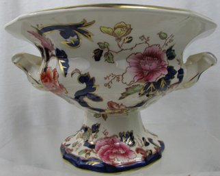 Vintage MASON'S Brand, Pedestal SERVING BOWL With Handles, Detailed MANDALAY Pattern, Appx 9.5'