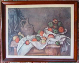 Vintage PAUL CEZANNE Print, STILL LIFE, Nelson Doubleday Printers, Appx 21.5' X 17.5,' Wood Finish Frame