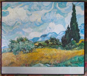 Vintage VAN GOGH Poster, 'WHEAT FIELD With CYPRESS, Appx 34' X 30,' Quality Metal Frame