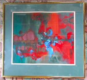 Signed MARK WALD, Original PAINTING?, Multicolor 'FIGURE IN A CARDIGAN,' Appx 22' X 20' Size, Simple Frame