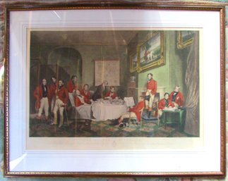 Vintage A. W. JOHNSON & Co Print, 'THE MELTON BREAKFAST,' Appx 36' X 29,' Gold Metallic Frame