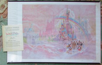 Vintage ED FRENCH Limited Edition Print, 'THE SUN NEVER SETS ON THE DISNEY MAGIC,' Appx 28' X 21,' AS-IS