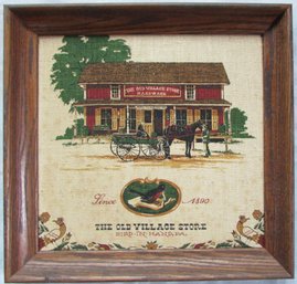 Vintage ADVERTISING Print, 'the OLD VILLAGE STORE,' Bird In Hand PA, Appx 16' X 16,' Rustic Wood Frame