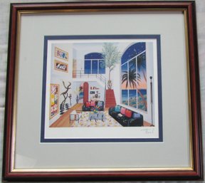 Vintage FANCH LEDAN Print, Colorful 'INTERIOR WITH THREE MATISSE,' Appx 16.5' X 15,' Nicely Framed