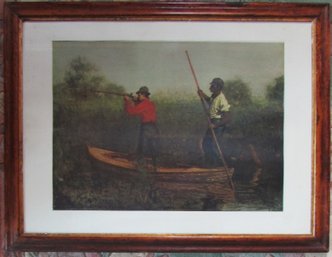 Vintage THOMAS EAKINS Print, 'GOING SHOOTING For RAIL,' Appx 36' X 28,' Framed