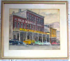 Signed CECIL WRAY GOODCHILD, Original WATERCOLOR On Paper, WASHOE CLUB, Appx 30.5' X 26.5' Size, Nicely Framed