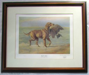 Signed EDWIN MEGARGEE, Limited Edition 7/325, 'BAY DOG,' Appx 25.5' X 21.5,' Wooden Frame