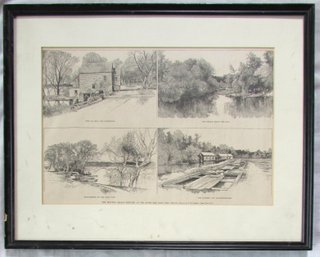 Vintage F. E. LEMMIS Print, 'The TROUTING SEASON At The SOUTH SIDE CLUB,' Appx 19' X 15,' Black Frame