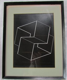 Original Monotone GEOMETRIC, Black & White MODERN Subject, Appx 17' X 13.5' Size, Simple Black Frame