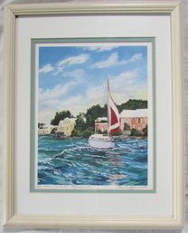 Signed ANITA SYMONDS, Original WATERCOLOR On Paper, 'ANOTHER WORLD,' BERMUDA, Appx 15.5' X 12.5,' Framed