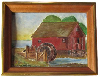 Signed R. L. WALRASH, Original PAINTING On TILE???, Textured RURAL Pastoral BARN Scene, Appx 9' X 7,' Framed