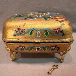 19th-C. French Gilt Bronze And Champleve Enamel Jewelry Box