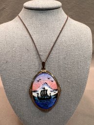 Arne Nordile Silver And Enamel Oval Pendant