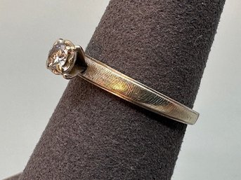 14K White Gold And .20ct Diamond Solitaire Engagement Ring, Size 7.25