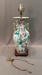 19th Century Chinese Famille Rose Vase Converted Into Lamp