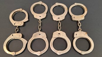 4 Pairs Of Vintage Steel Police Handcuffs