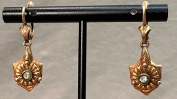 14K Victorian Rose Gold And Diamond Drop Earrings