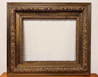 Antique Gold Painted Wooden Framed With Ornate Carved Detail