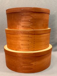 Set Of 3 Handmade Shaker Style Oval Stacking Boxes