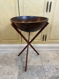Maple Turned Bowl On Tripod Stand