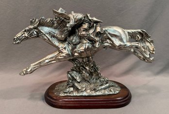 Silver Plated Resin Sculpture After Frederic Remington