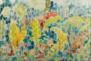 Elizabeth H. Frisch (CT/MA, 1910-1980) Semi Abstract Autumn Landscape, Watercolor