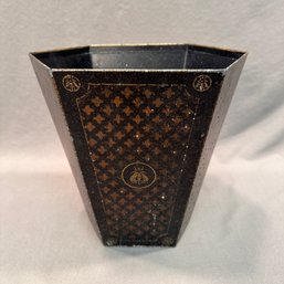 Painted Metal Neoclassical Style Waste Paper Basket