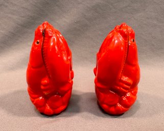 Pair Vintage Ceramic Red Lobster Claw Salt Pepper Shakers