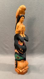 Northwest Wood Carved Totem Sculpture