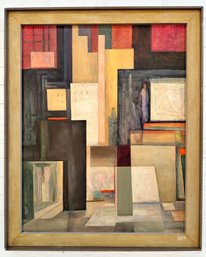 Elizabeth H. Frisch (CT/MA, 1910-1980) 'City Shapes', Oil On Board