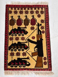 4'2' X 2'7' Afghan Pictorial War Rug