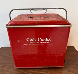 Vintage Poloron Red Metal Cola Cooler