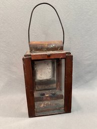 Antique Country Pine, Glass, Tin Barn Lantern