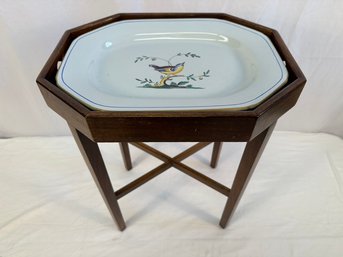 Mahogany Octagonal Table With Spode Platter