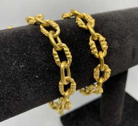Pair Of Gold Toned Toggle Link Bracelets,  L 7.5 '