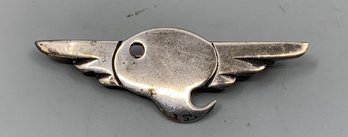 Modernist Sterling Silver Bird Brooch, L 2 '