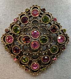 Sarah Coventry Gold Toned And Rhinestone Fashion Brooch, 2.5' L X 2.5' W