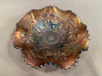 Antique Northwood Amethyst Carnival Glass Wishbone Pattern