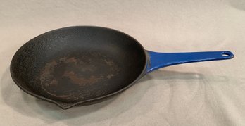 Vintage Michael Lax Design Copco Blue Enamel Cast Iron Skillet Pan 8.5' Diameter