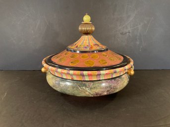1998 MacKenzie Childs Large Covered Serving Bowl With Backstamp