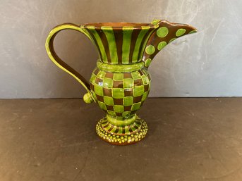 MacKenzie Childs Wittika Green Pickle Pitcher