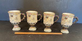 Set Of 4 MacKenzie Childs MacLachlan Mugs