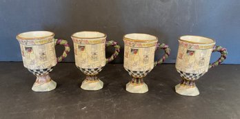 Set Of 4 MacKenzie Childs MacLachlan Mugs