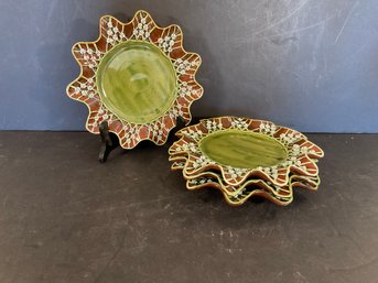 Set Of 4 MacKenzie Childs Wittika Pickle Plates