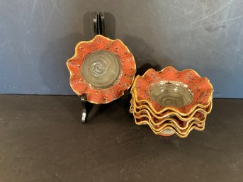 Set Of 6 MacKenzie Childs Ruffled Edge Ice Cream Bowls