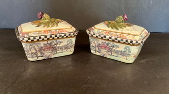 Pair MacKenzie Childs MacLachian Trinket Boxes