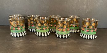 8 MacKenzie Childs Circus Black & White Stripe Pattern Rocks Glasses