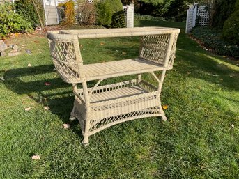 Unusual Vintage Wicker Table With Magazine Racks